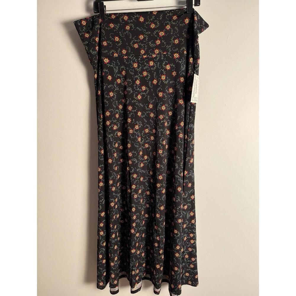 LuLaRoe Maxi Skirt Dress Floral Black Red Flowy High Yoga Waist 2XL  XXL NWT